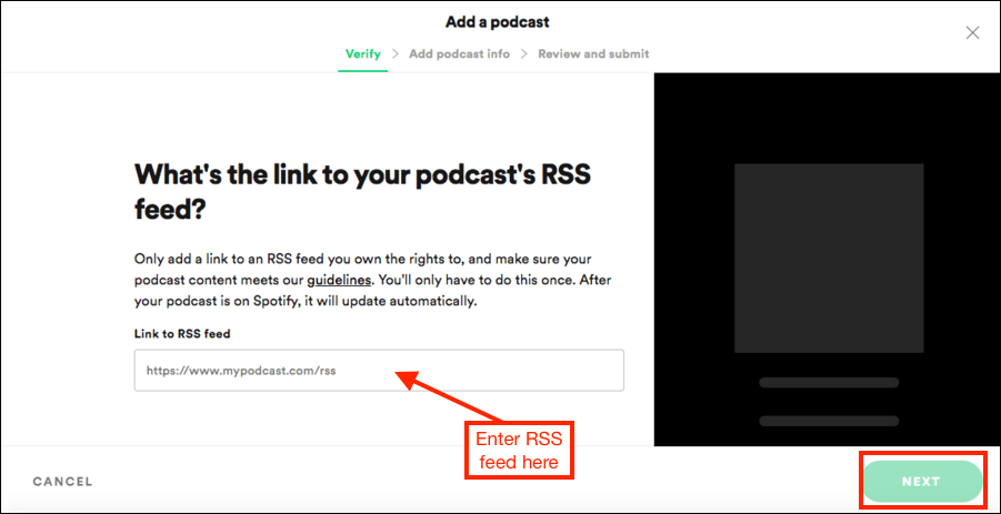 Añadir podcast a Spotify